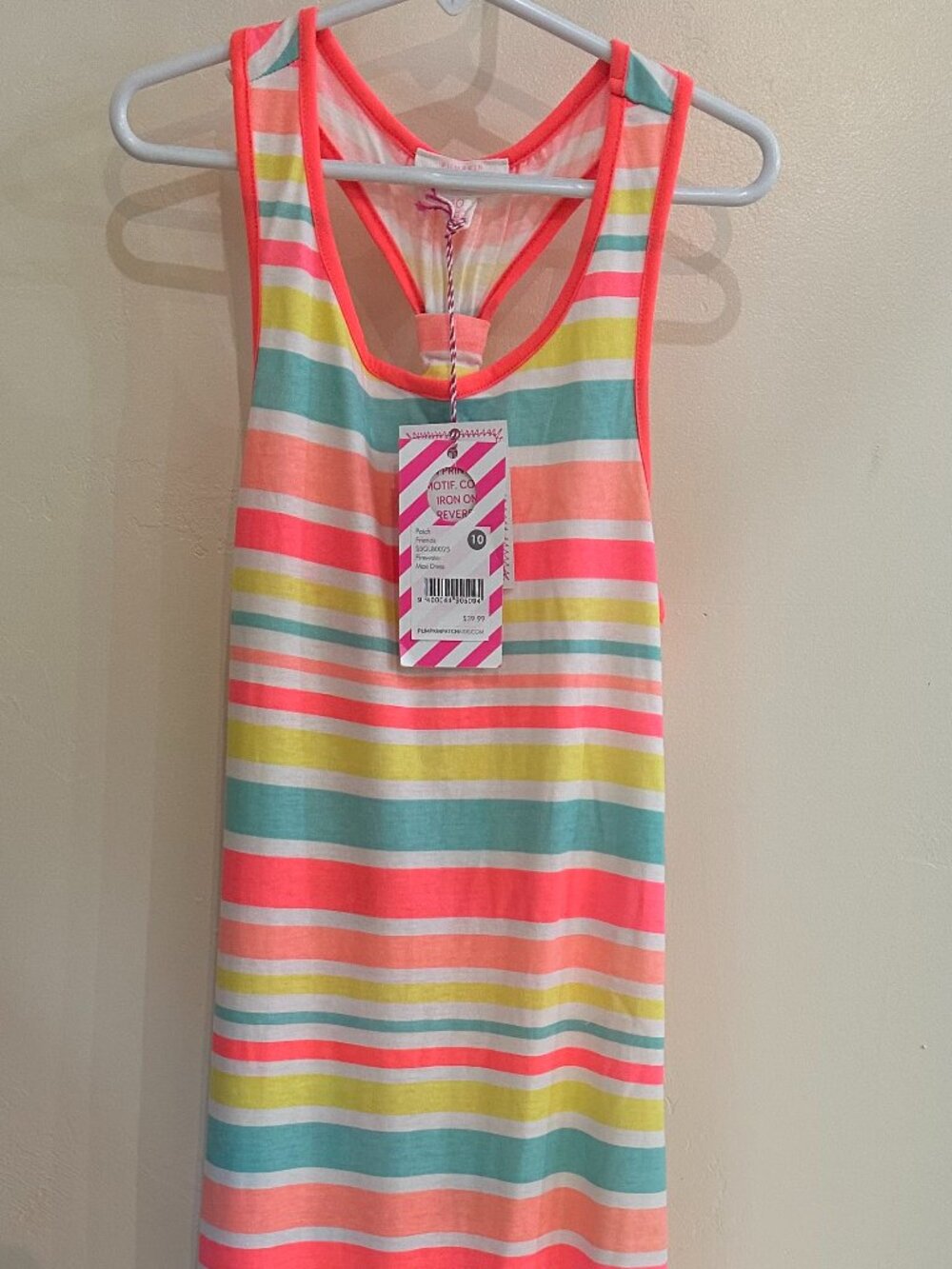 NWT Pumpkin Patch Girls Racerback Tie Maxi Dress Size 10 Stripe Deadstock 2015